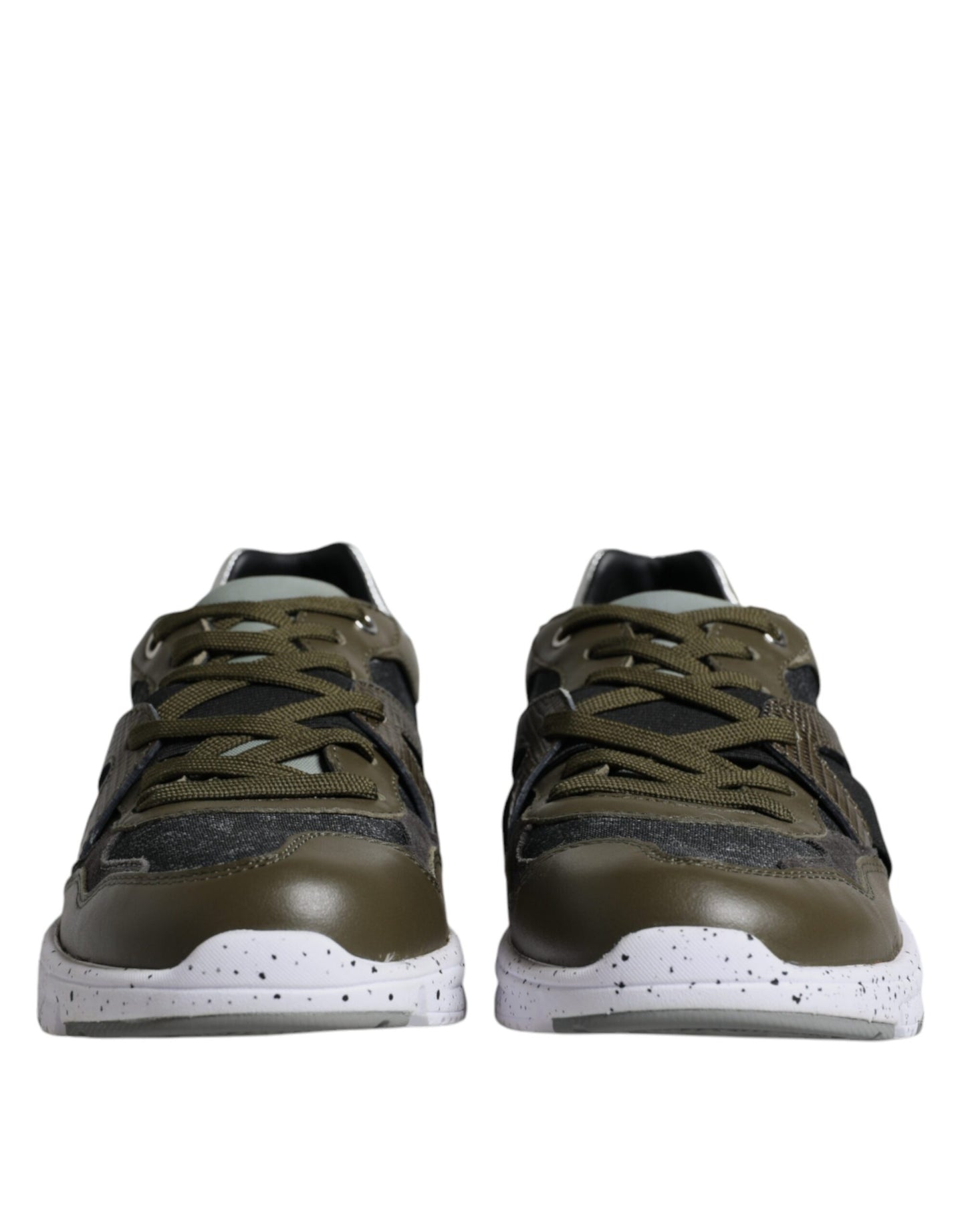 Mehrfarbige niedrige Sneaker aus Canvas und Leder