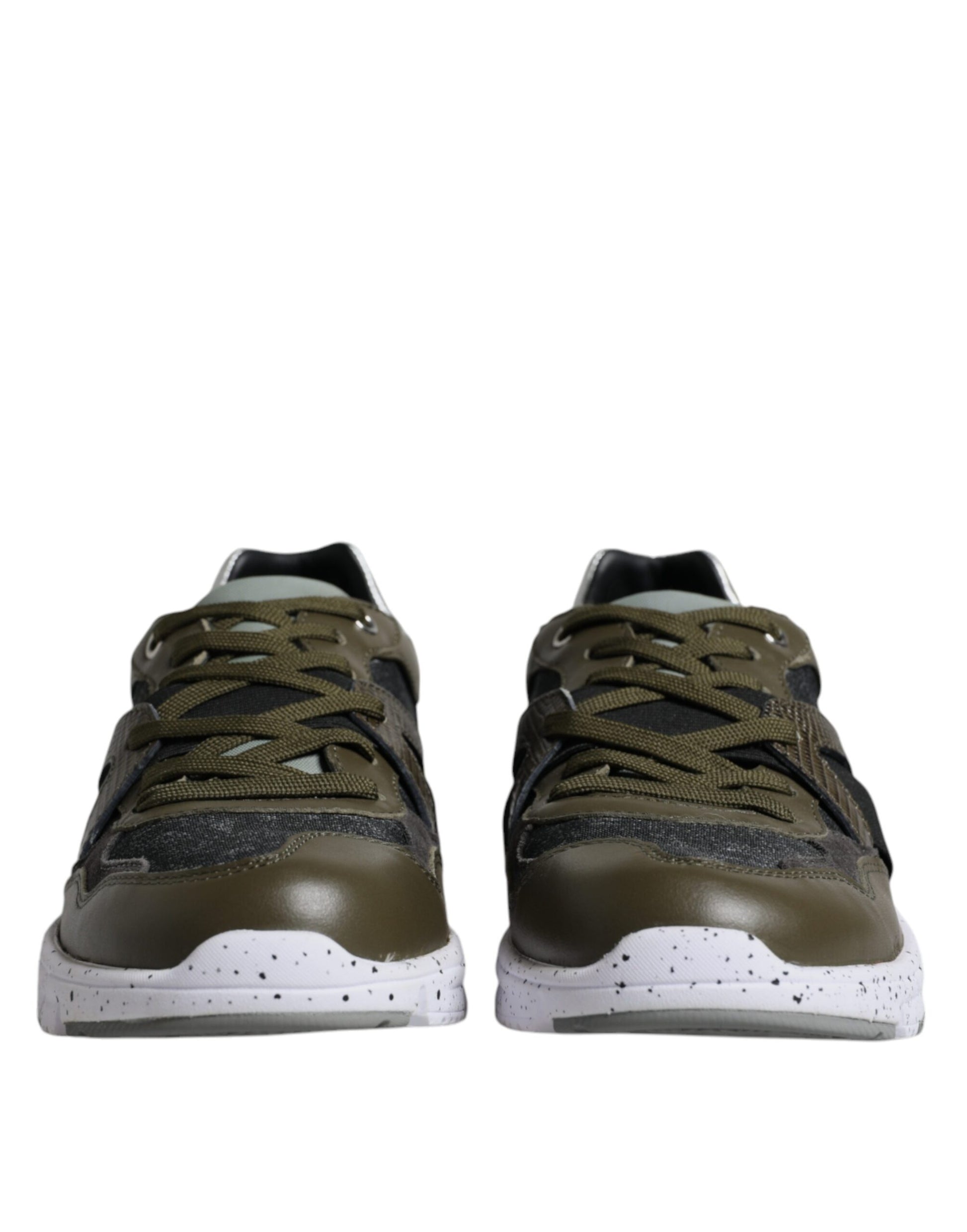 Mehrfarbige niedrige Sneaker aus Canvas und Leder