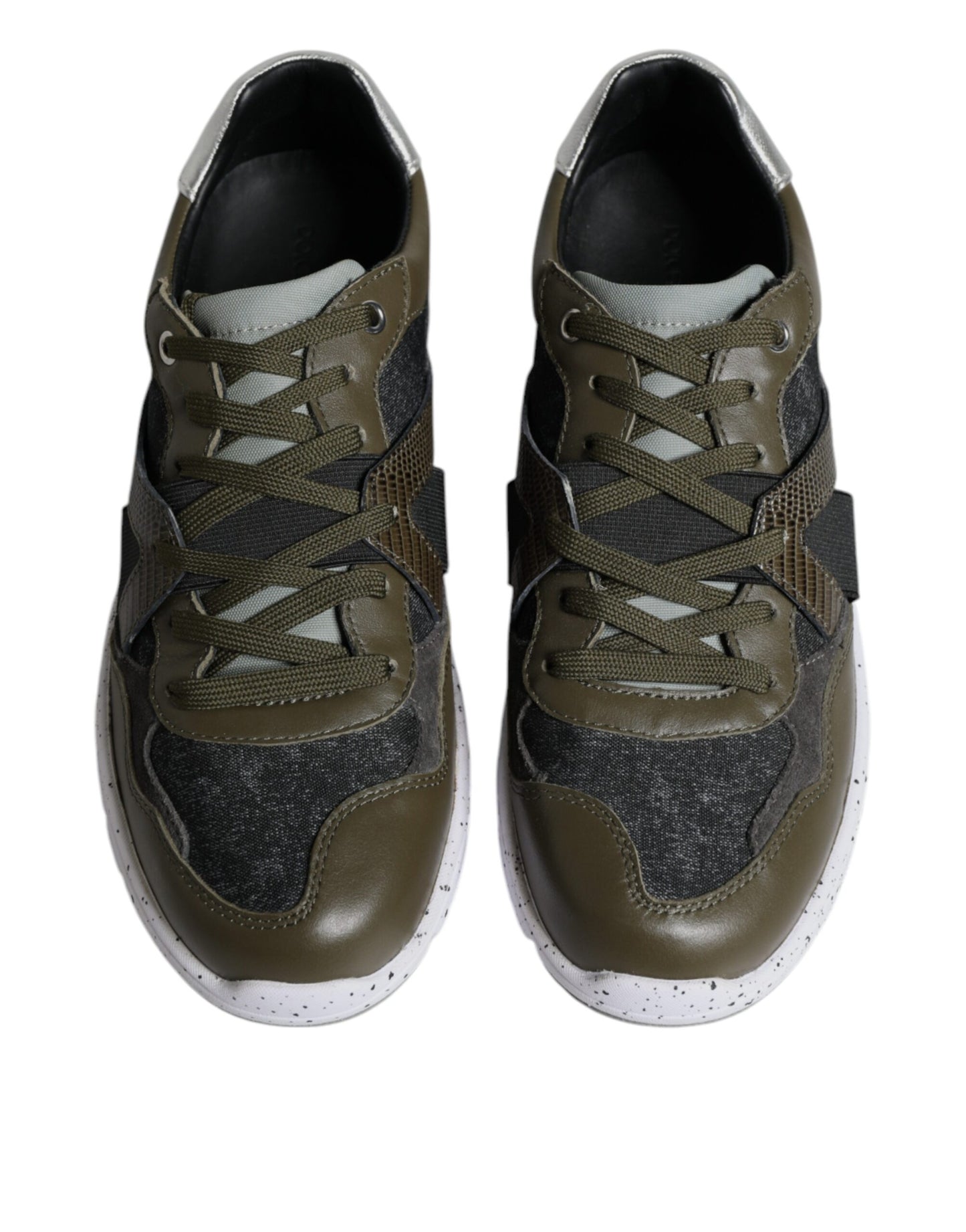 Mehrfarbige niedrige Sneaker aus Canvas und Leder