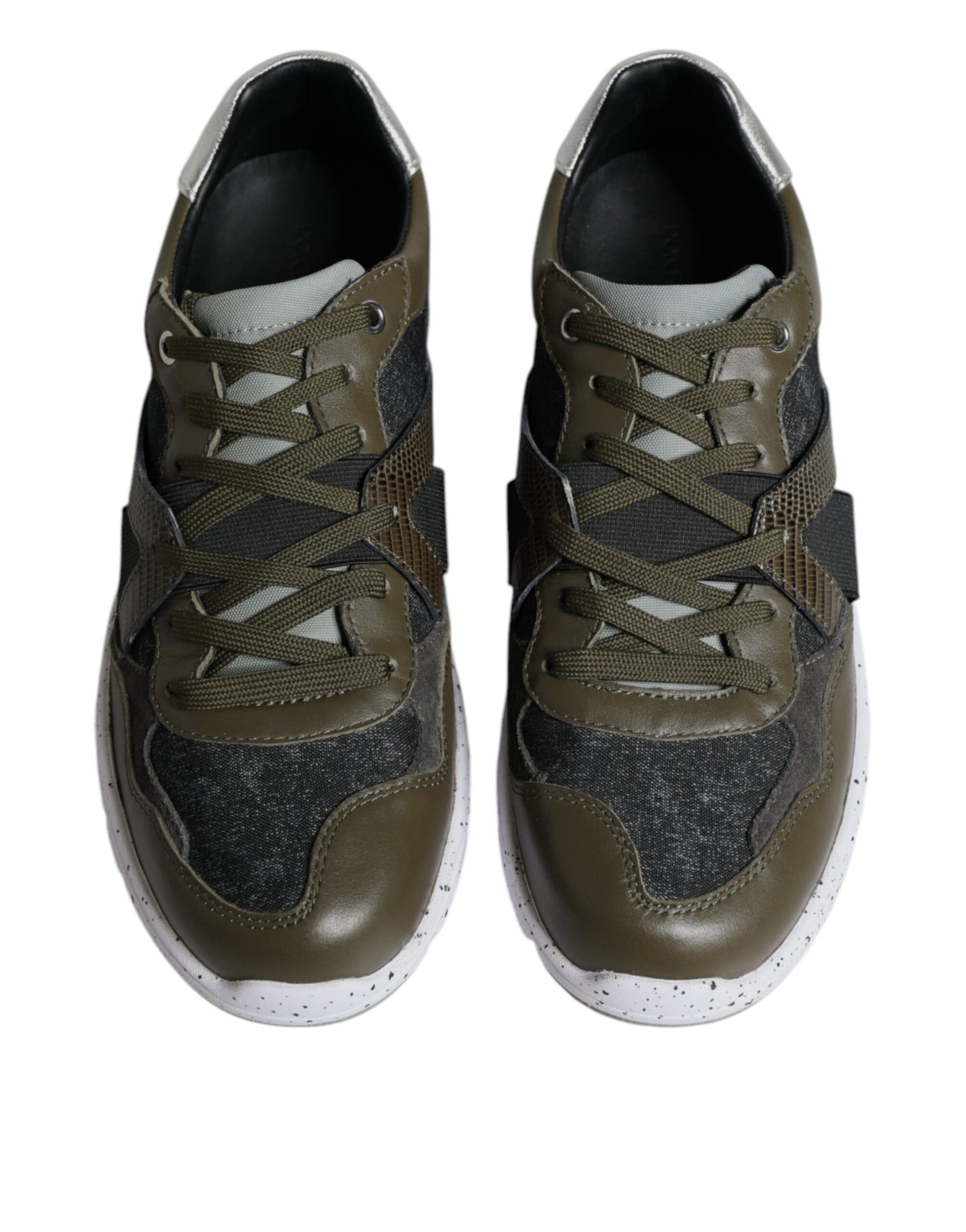 Mehrfarbige niedrige Sneaker aus Canvas und Leder