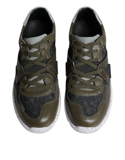 Mehrfarbige niedrige Sneaker aus Canvas und Leder