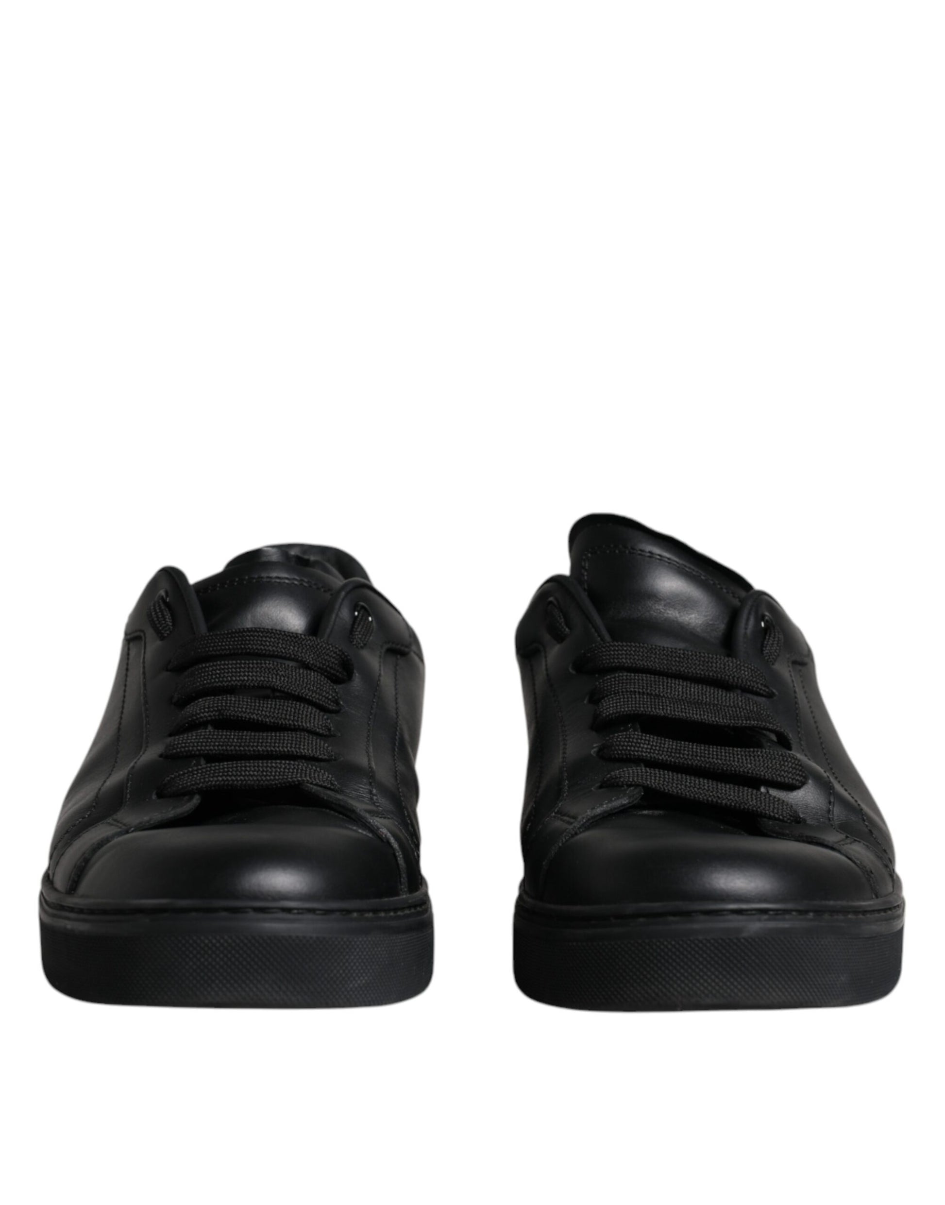 Schwarze niedrige Sneakers aus Leder