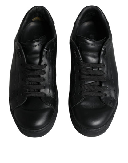 Schwarze niedrige Sneakers aus Leder