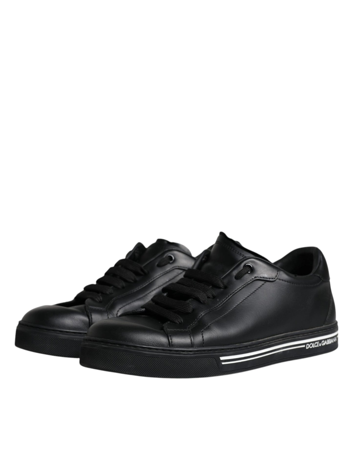 Schwarze niedrige Sneakers aus Leder