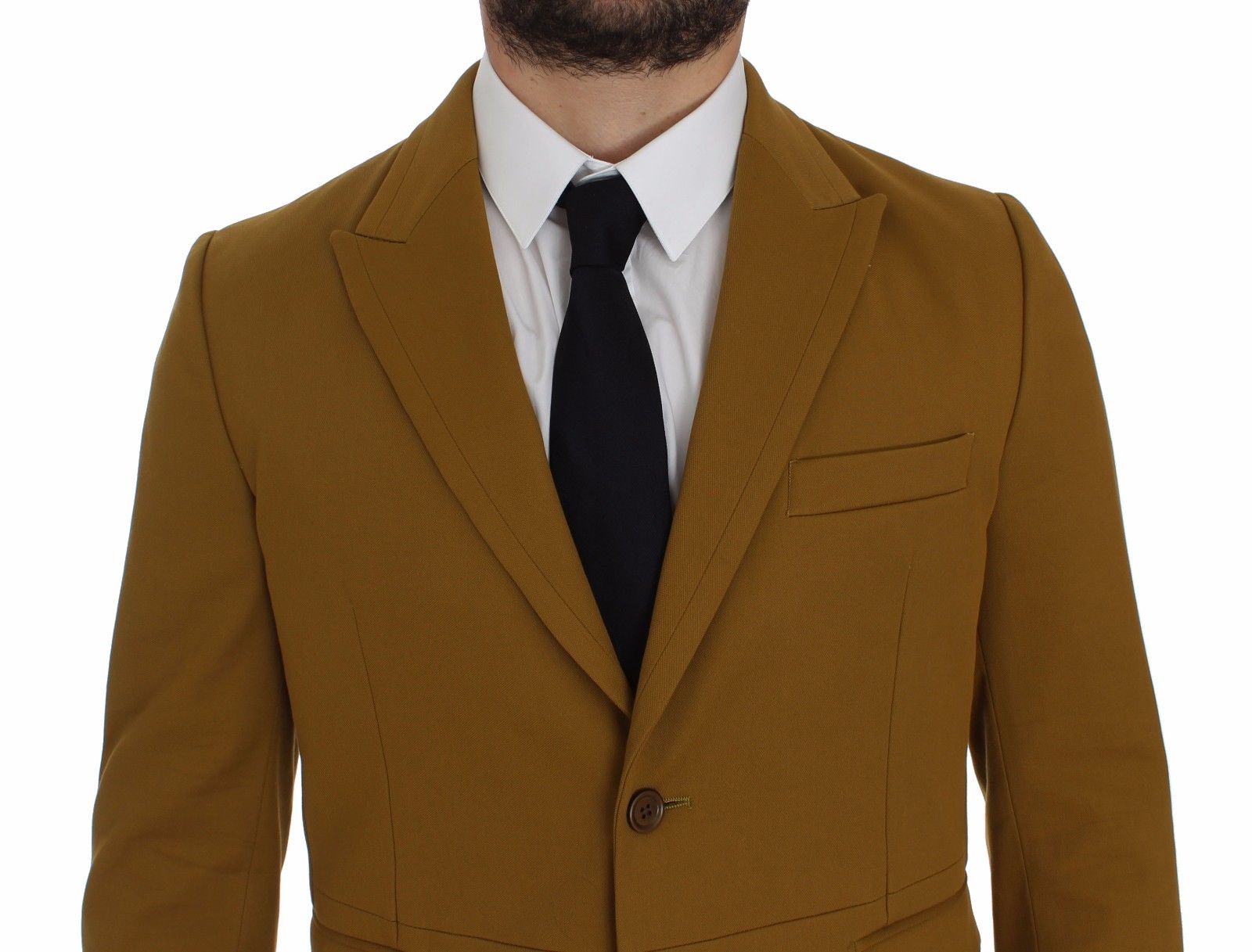 Elegant Yellow Cotton Blend Casual Blazer