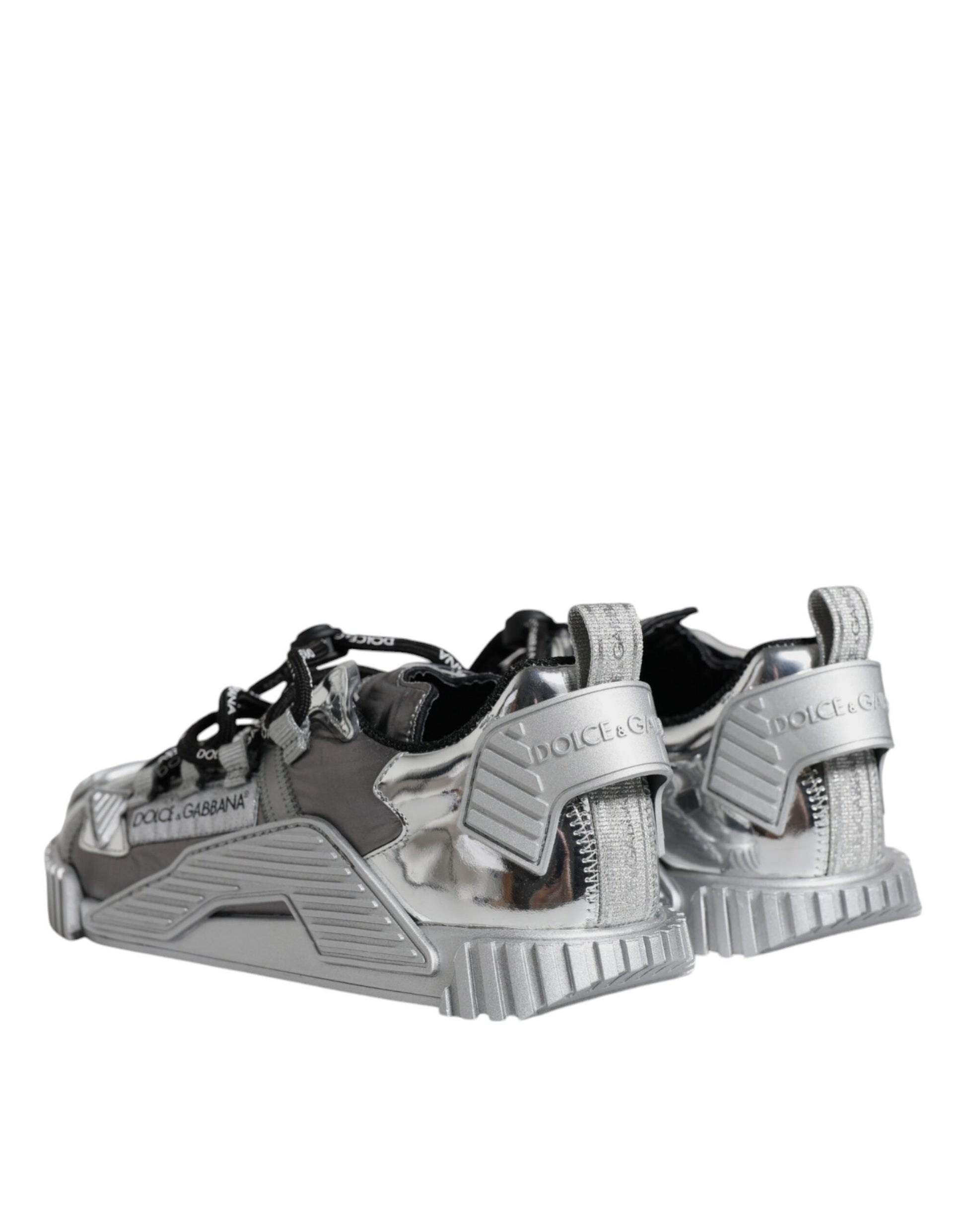 Silver Polyester NS1 Low Top Sneakers Shoes