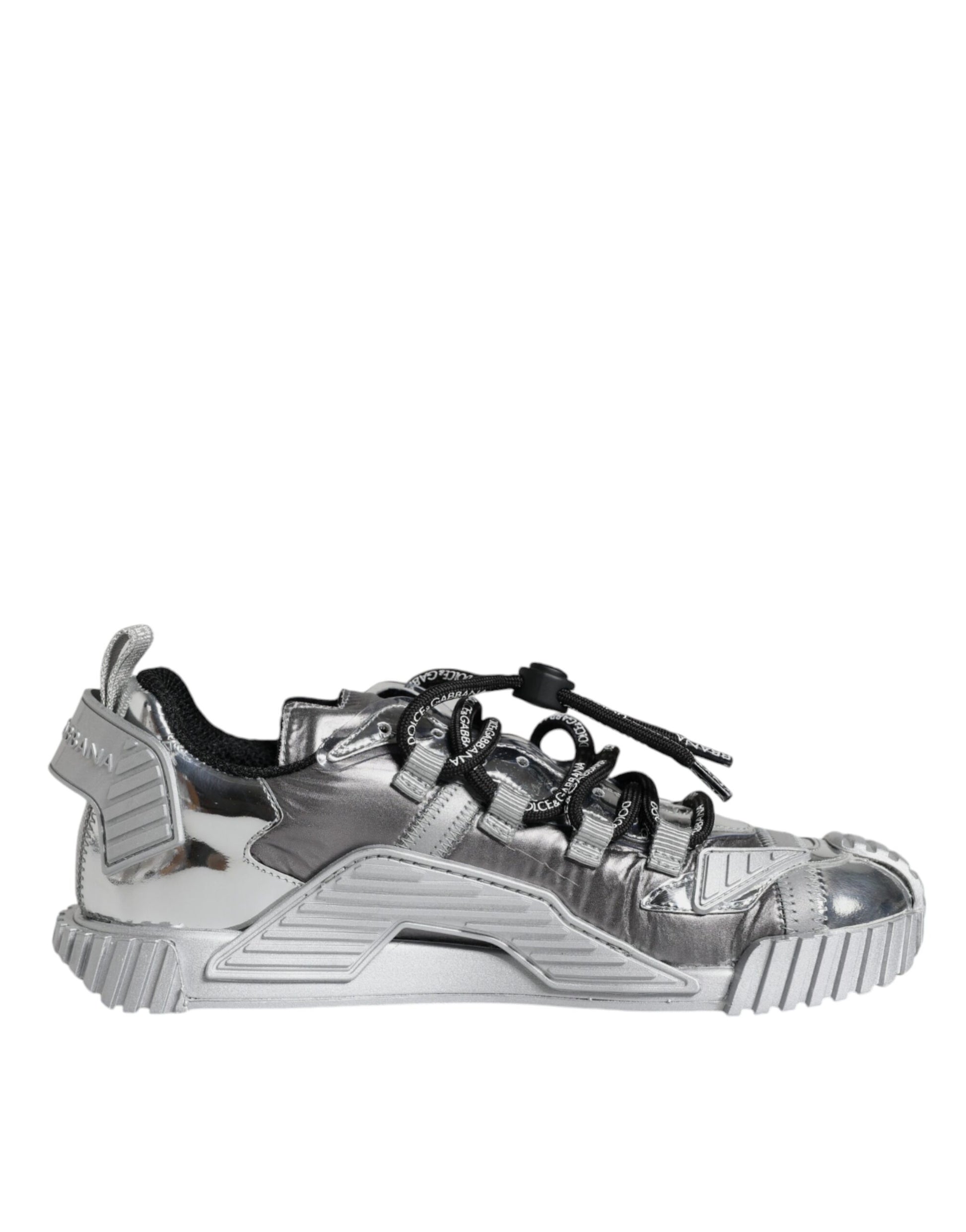 Silver Polyester NS1 Low Top Sneakers Shoes