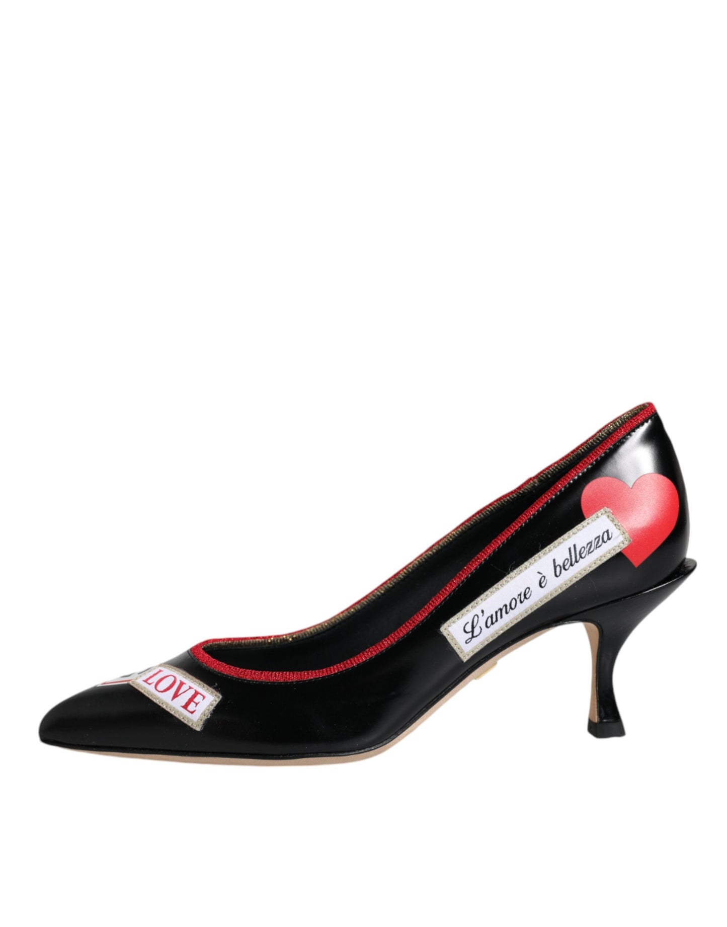 Schwarze Pumps aus Leder mit Logo-Print