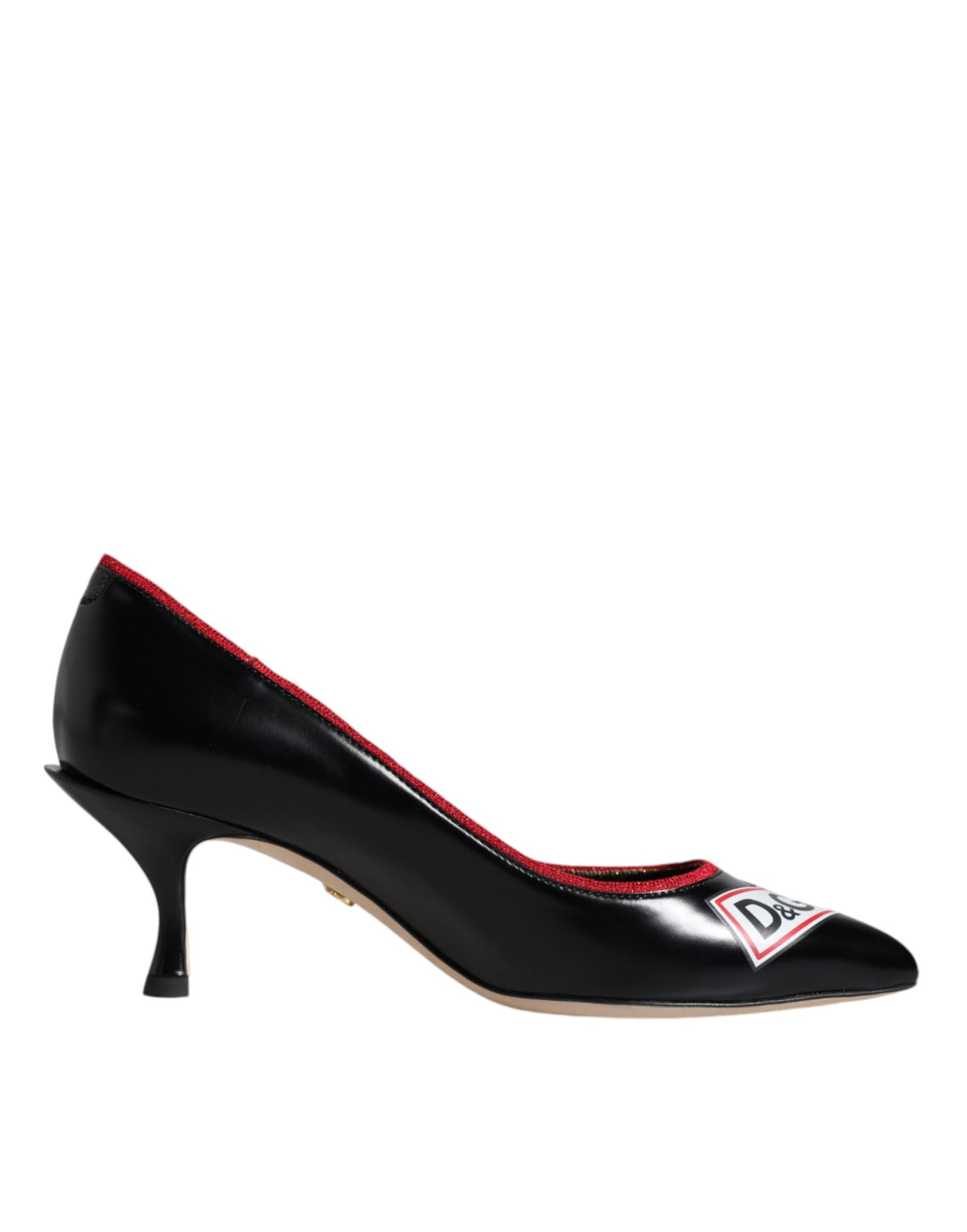 Schwarze Pumps aus Leder mit Logo-Print