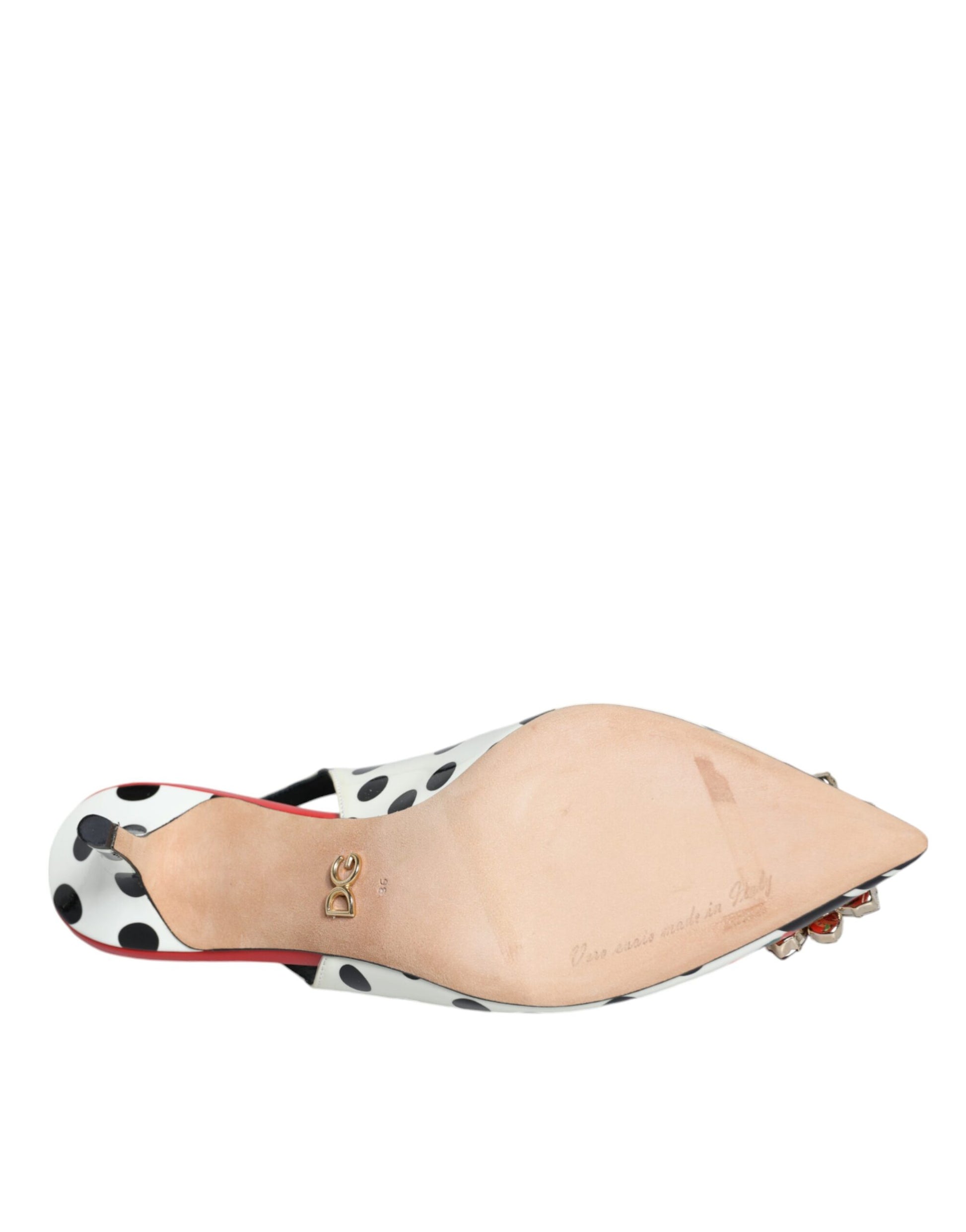 Mehrfarbige Slingback-Schuhe aus Leder mit Kristallabsatz