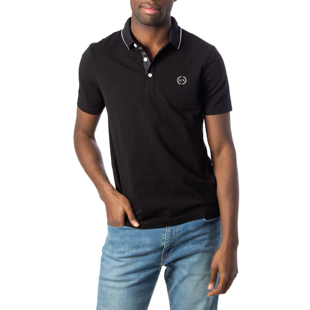 Schwarzes Poloshirt aus Baumwolle