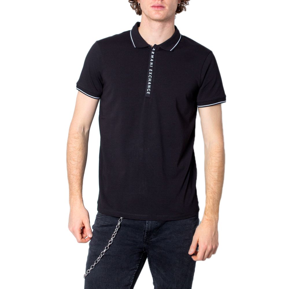 Schwarzes Poloshirt aus Baumwolle