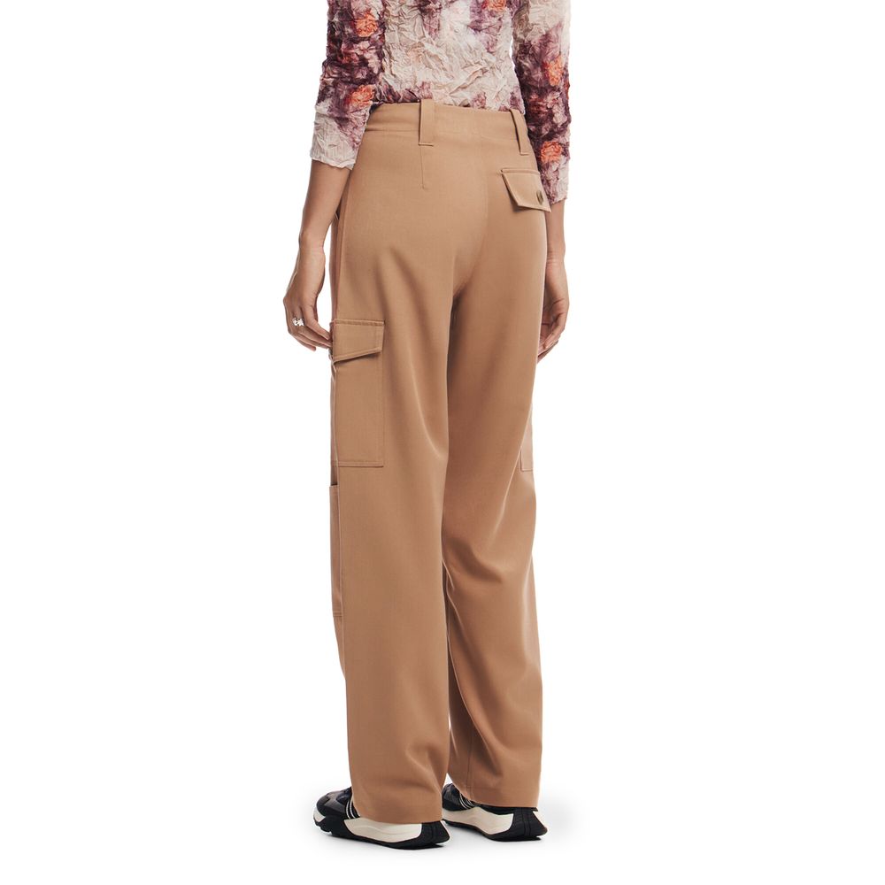 Beige Polyester Jeans & Pant