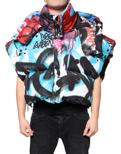 Multicolor Graffiti Hooded Windbreaker Jacket