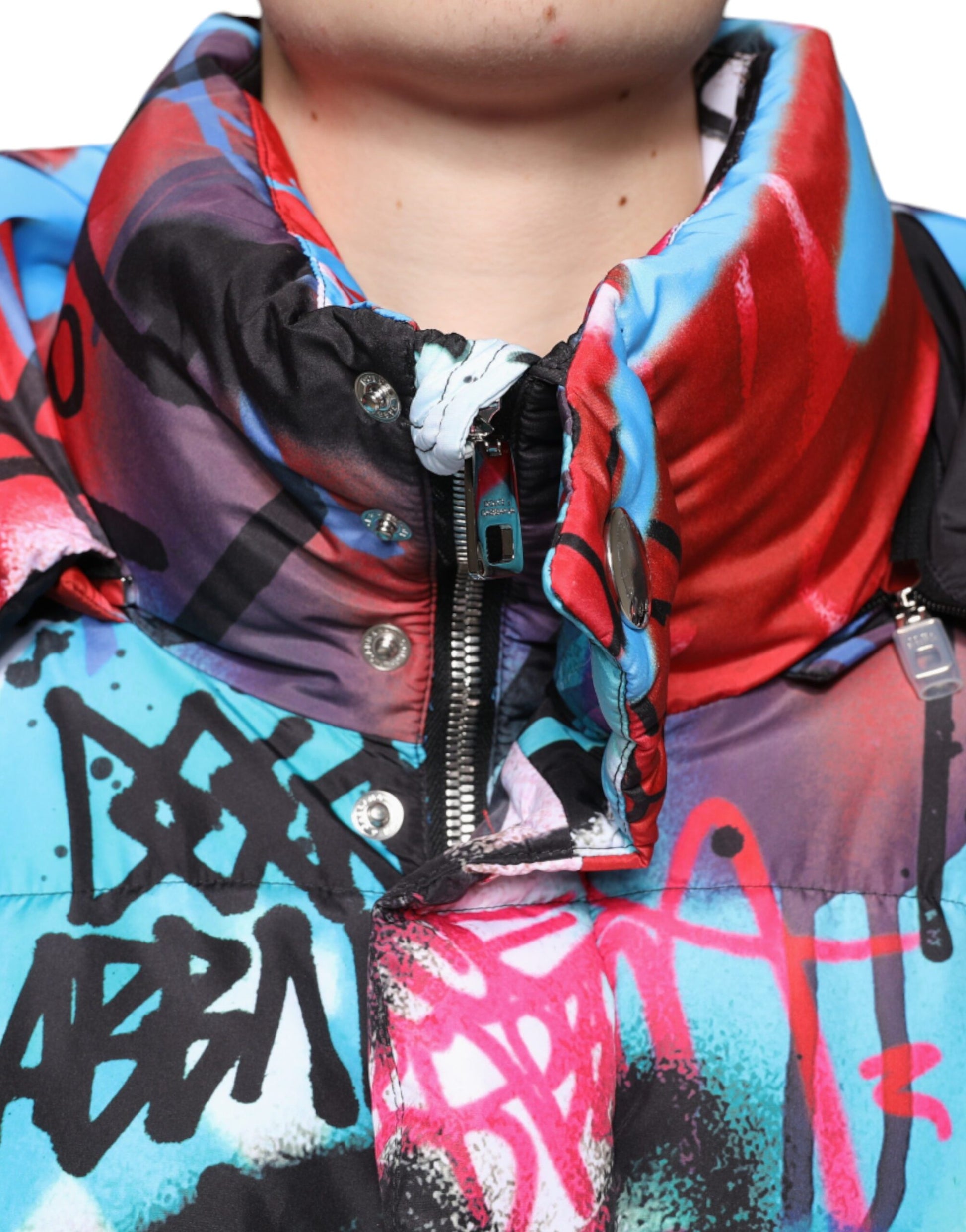 Multicolor Graffiti Hooded Windbreaker Jacket