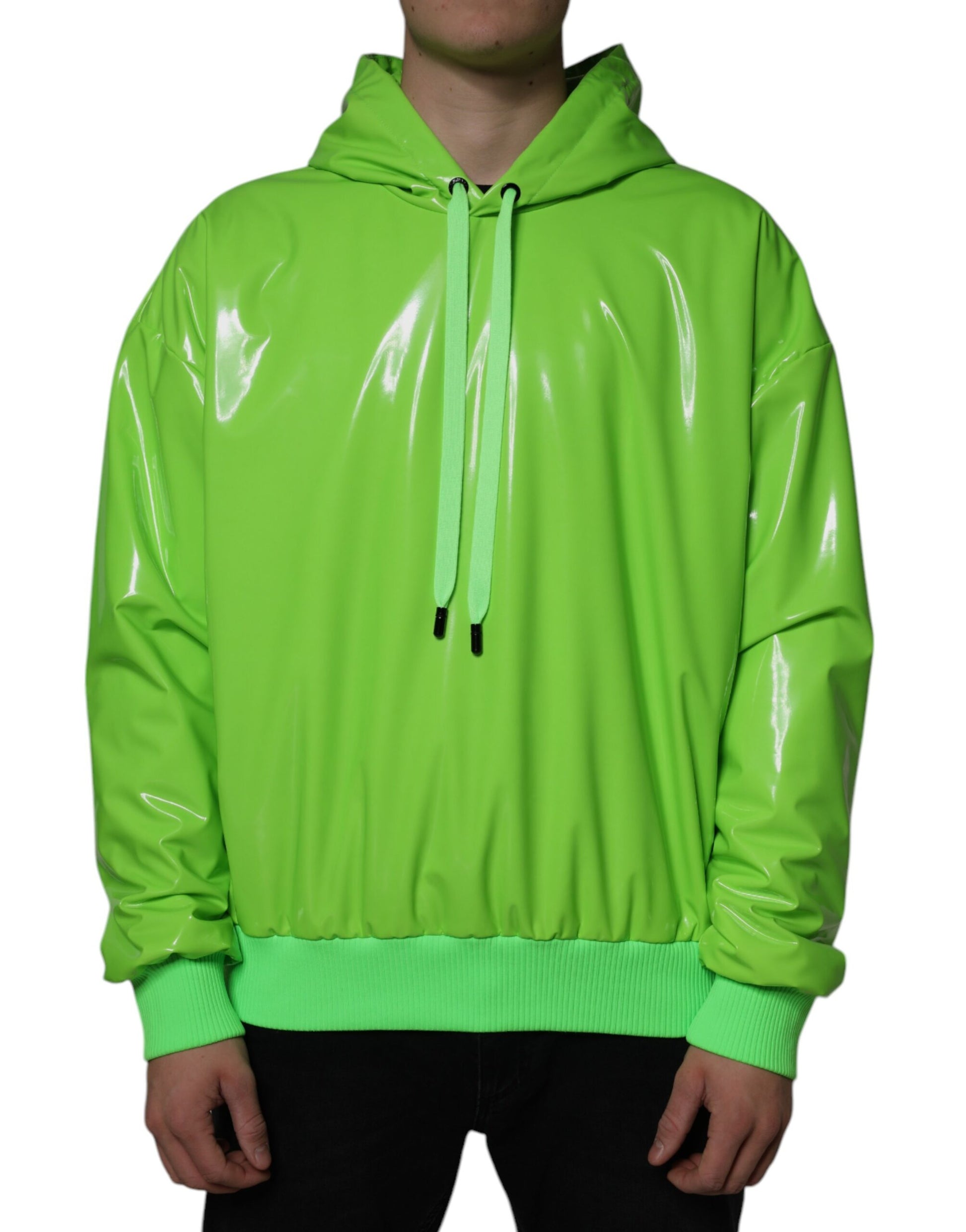 Green Polyester Hooded Men Pullover Sweater