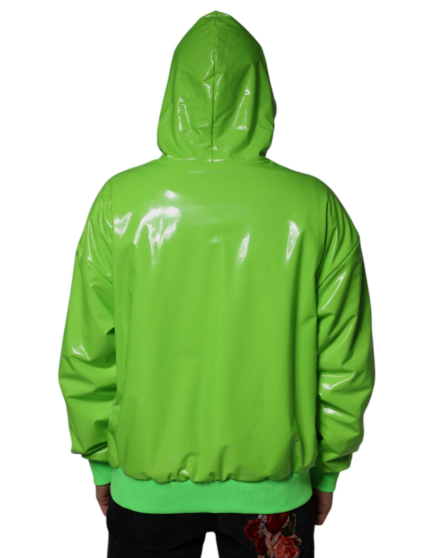 Green Polyester Hooded Men Pullover Sweater