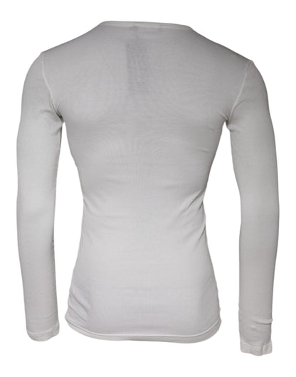 White Cotton Buttoned Long Sleeves T-shirt