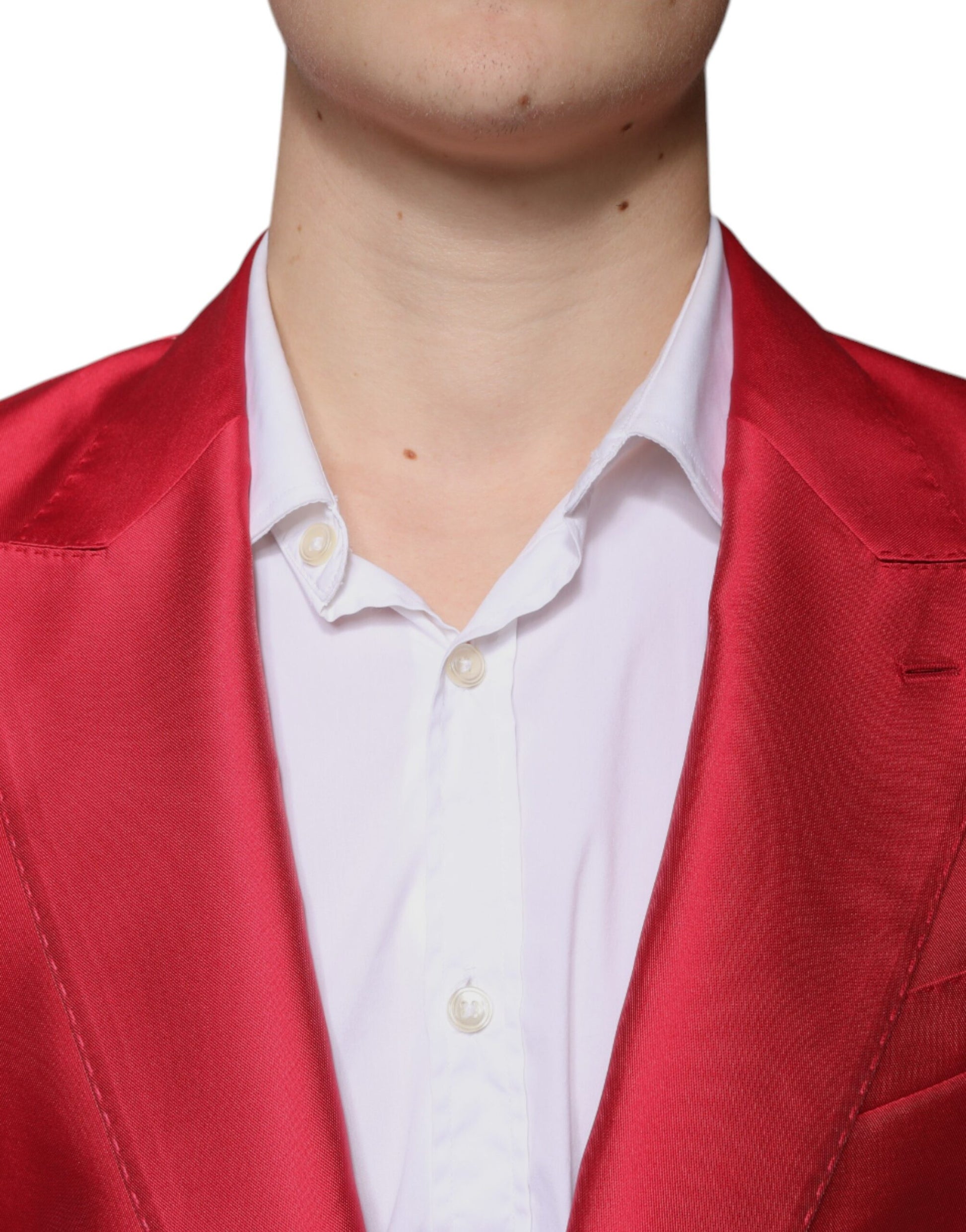 Red Polyester Single Breasted Formal Suit