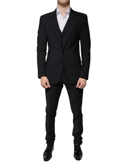 Black Wool MARTINI Formal 3 Piece Suit