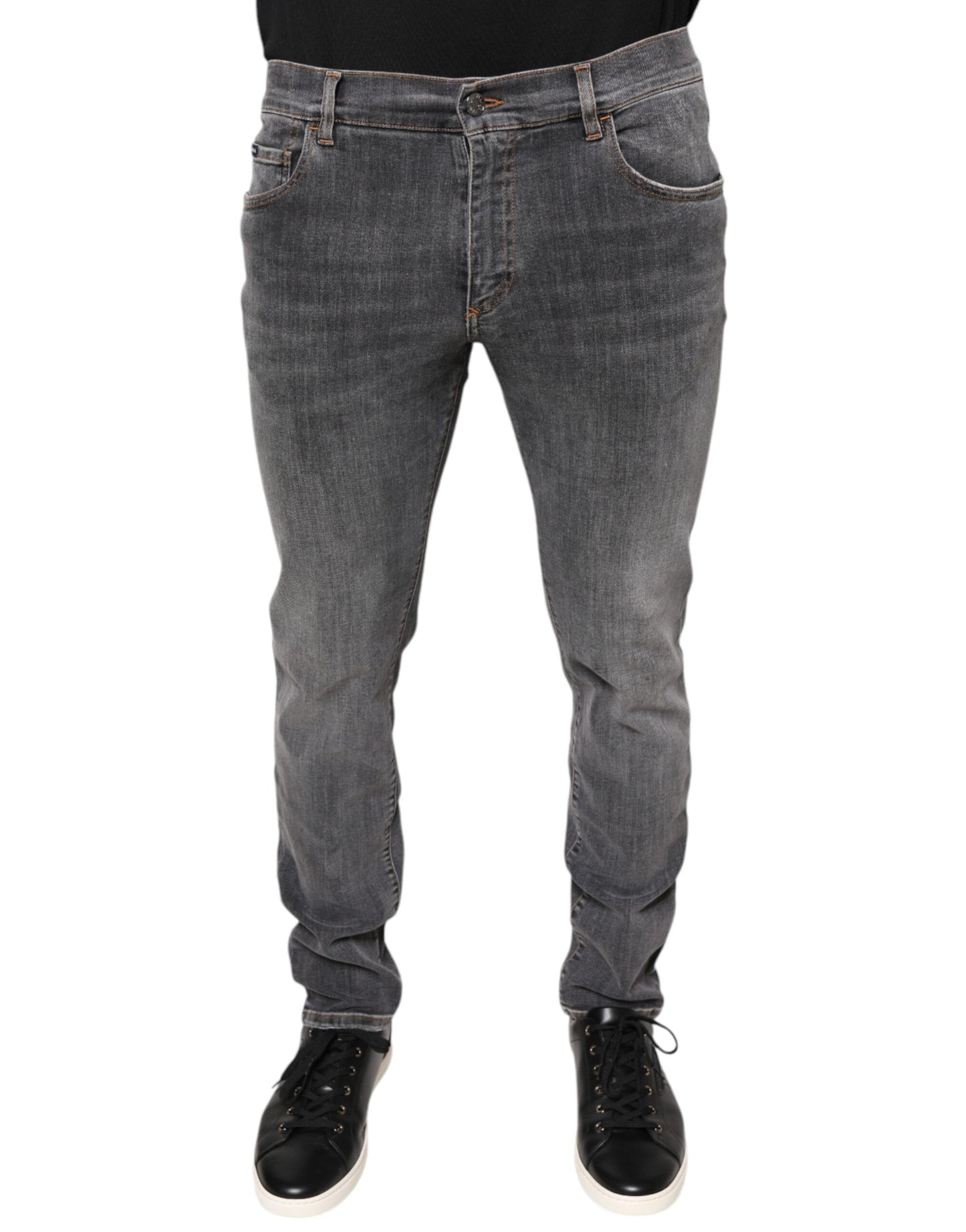 Dark Gray Cotton Stretch Skinny Denim Jeans