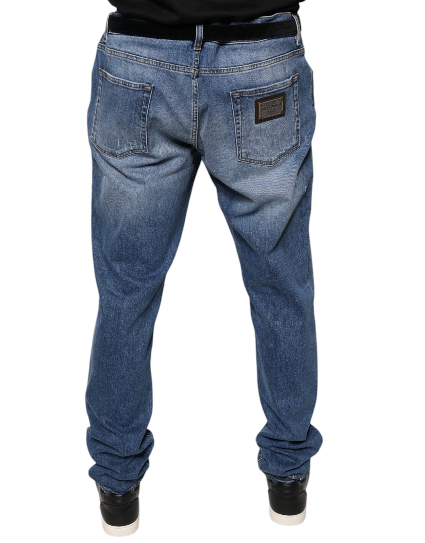 Blue Washed Cotton Stretch Men Denim Jeans