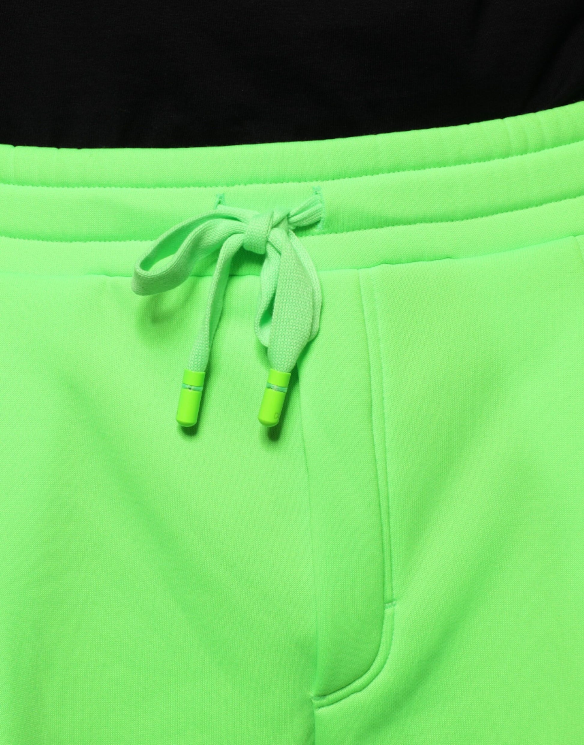 Neon Green Polyester Cargo Jogger Sweatpants Pants