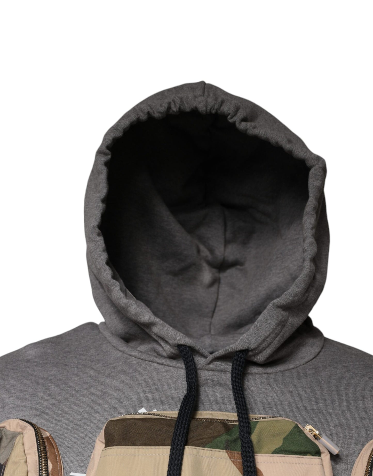 Gray Pocket Cotton Hooded Sweatshirt Sweater