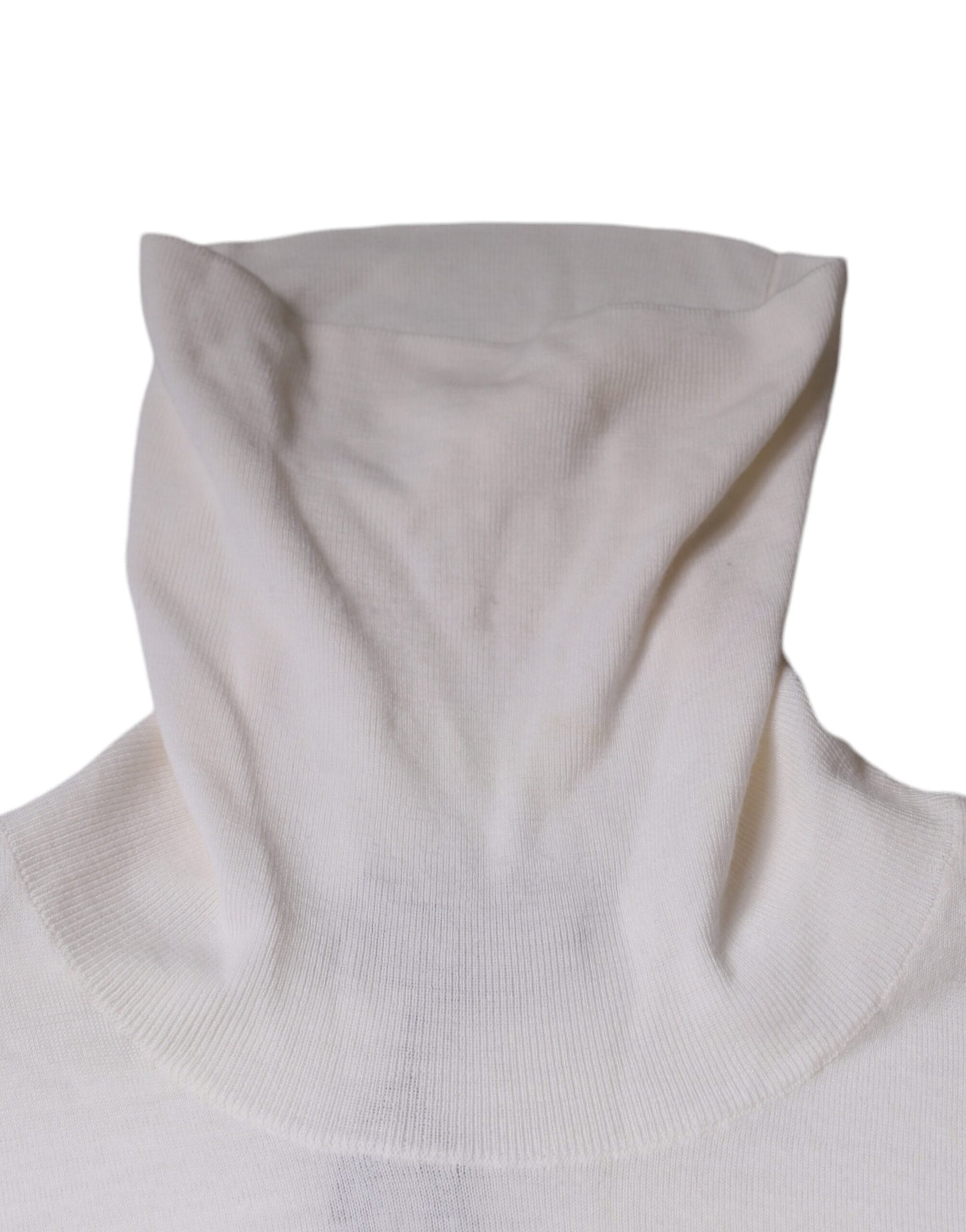 White Long Sleeve Turtleneck Men Pullover Sweater