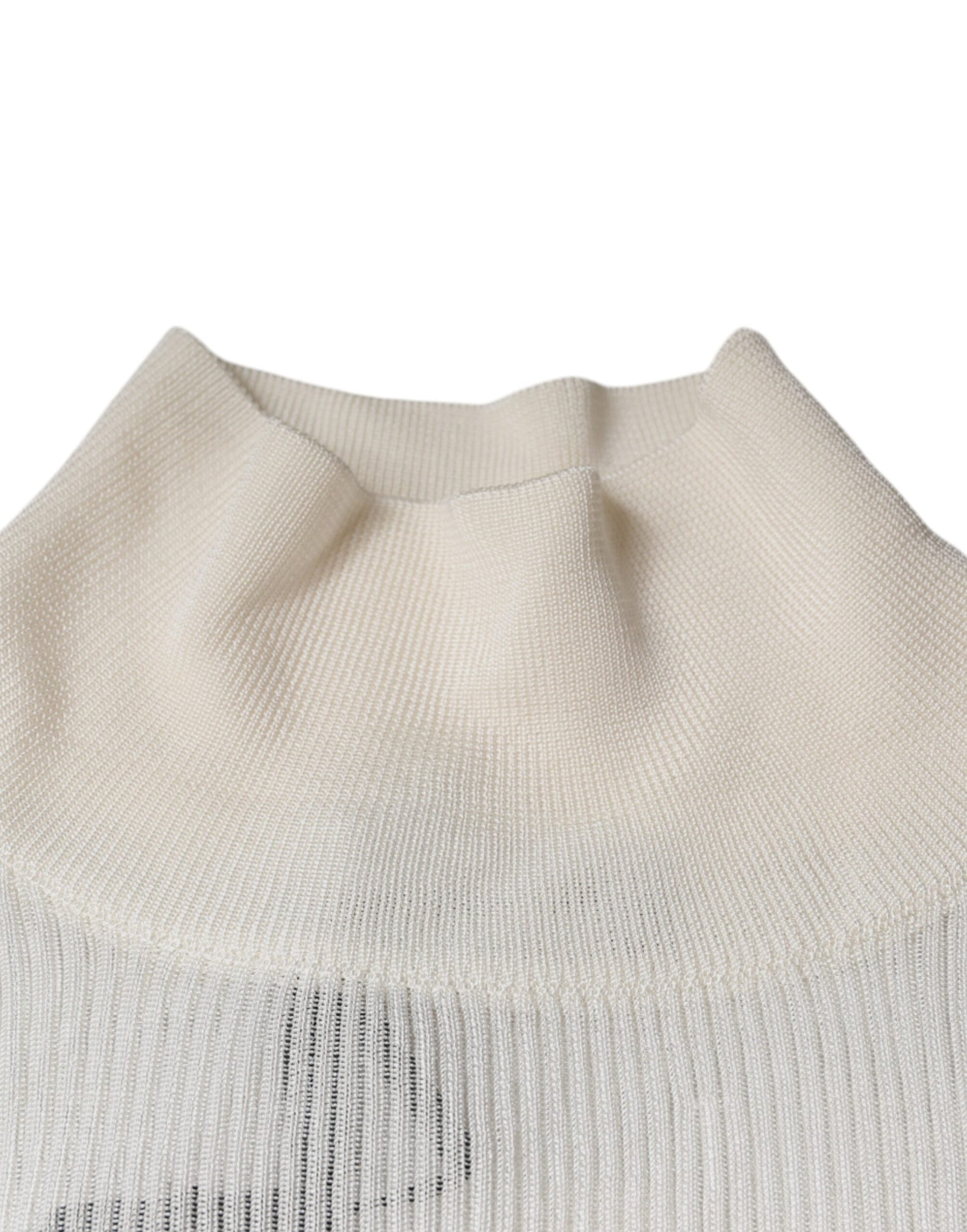 White Long Sleeve Turtleneck Men Pullover Sweater