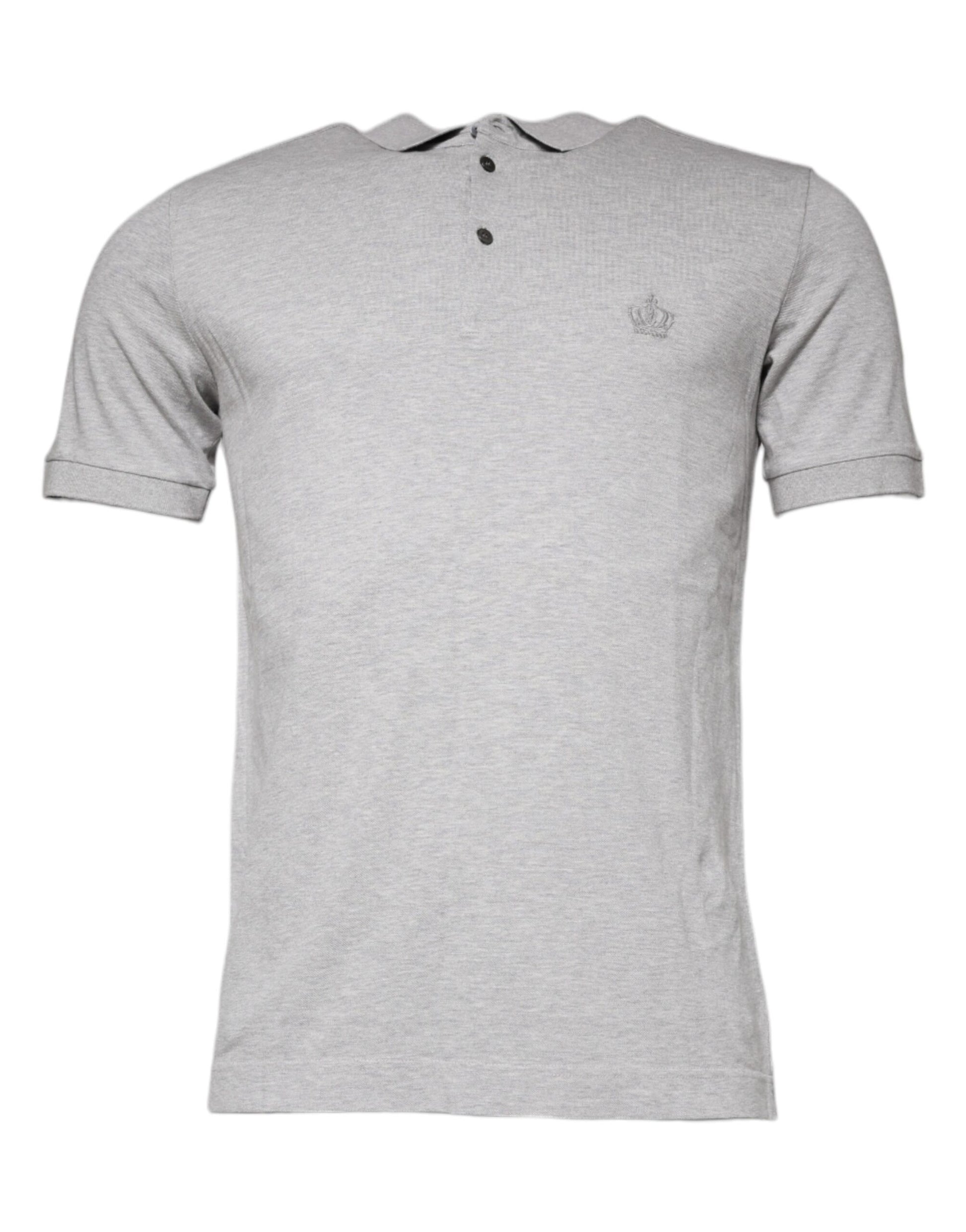 Gray Crown Collared Short Sleeve Polo T-shirt