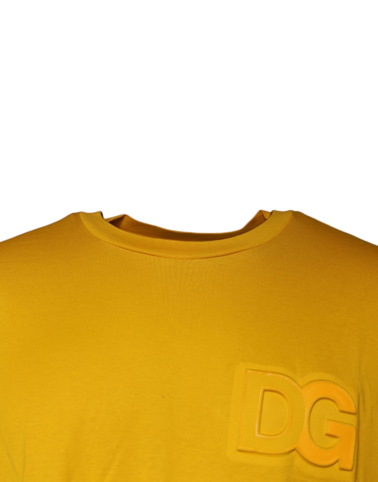 Mustard Embossed Logo Crew Neck T-shirt