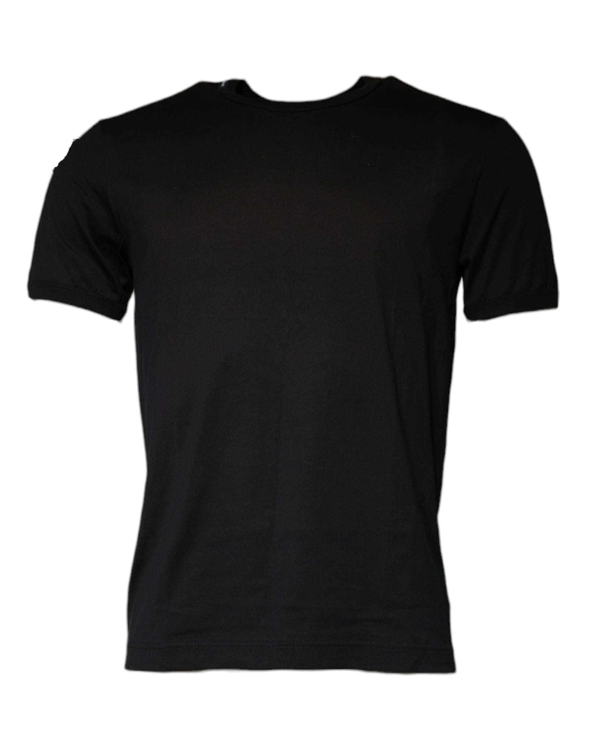 Black Cotton Round Neck Short Sleeve T-shirt