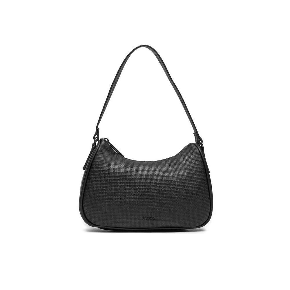 Black Synthetic Leather Handbag