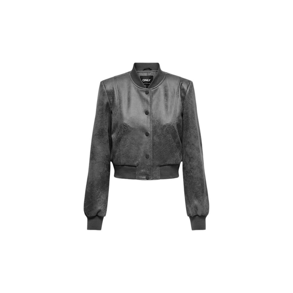 Gray Synthetic Leather Jackets & Coat