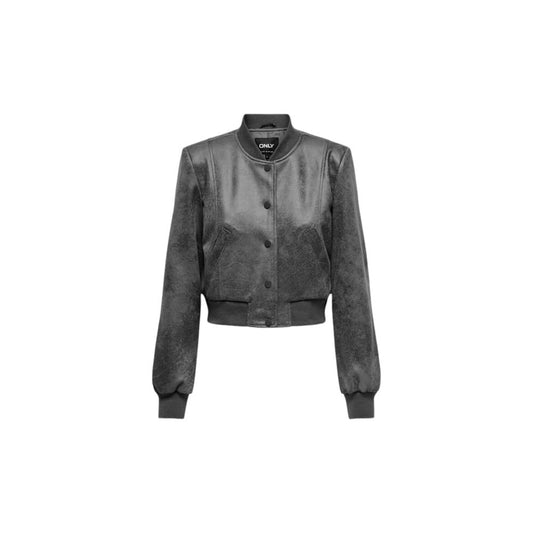 Gray Synthetic Leather Jackets & Coat