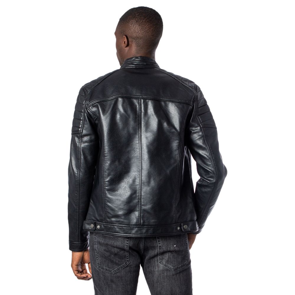 Black Synthetic Leather Jacket