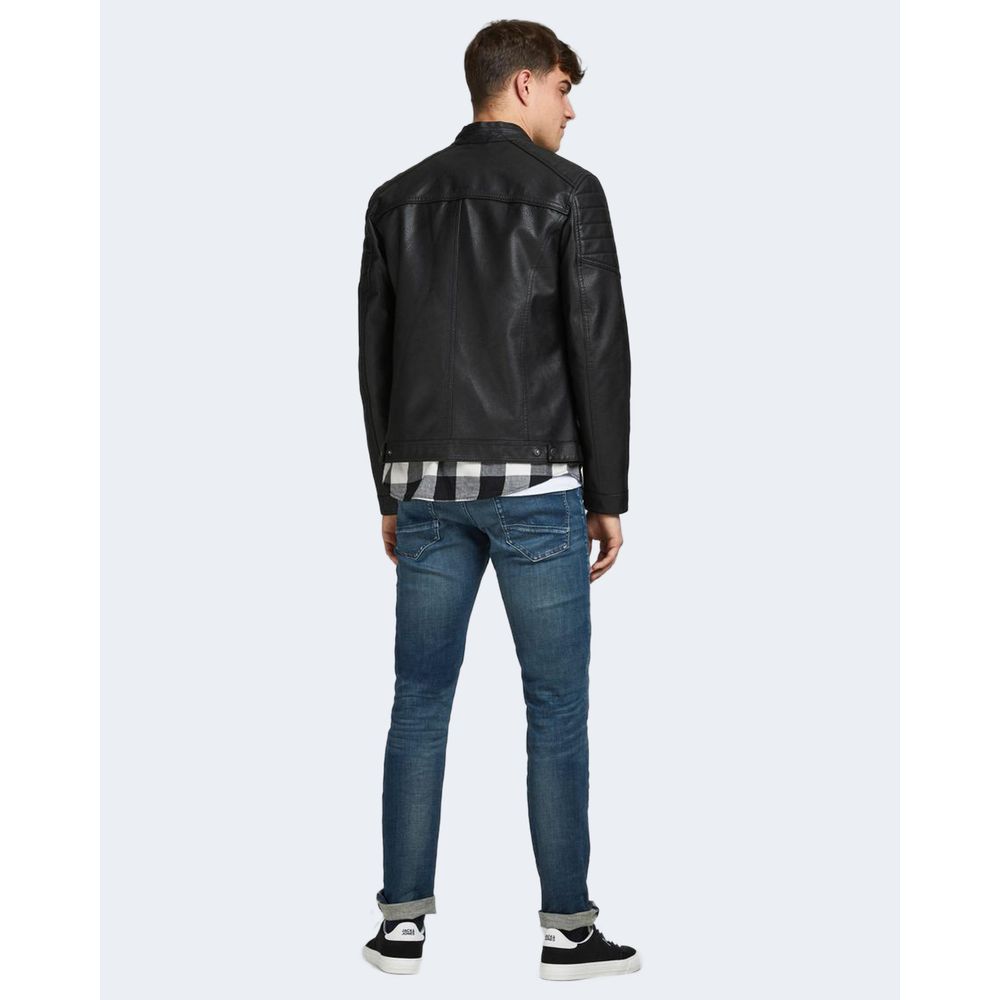 Black Synthetic Leather Jacket