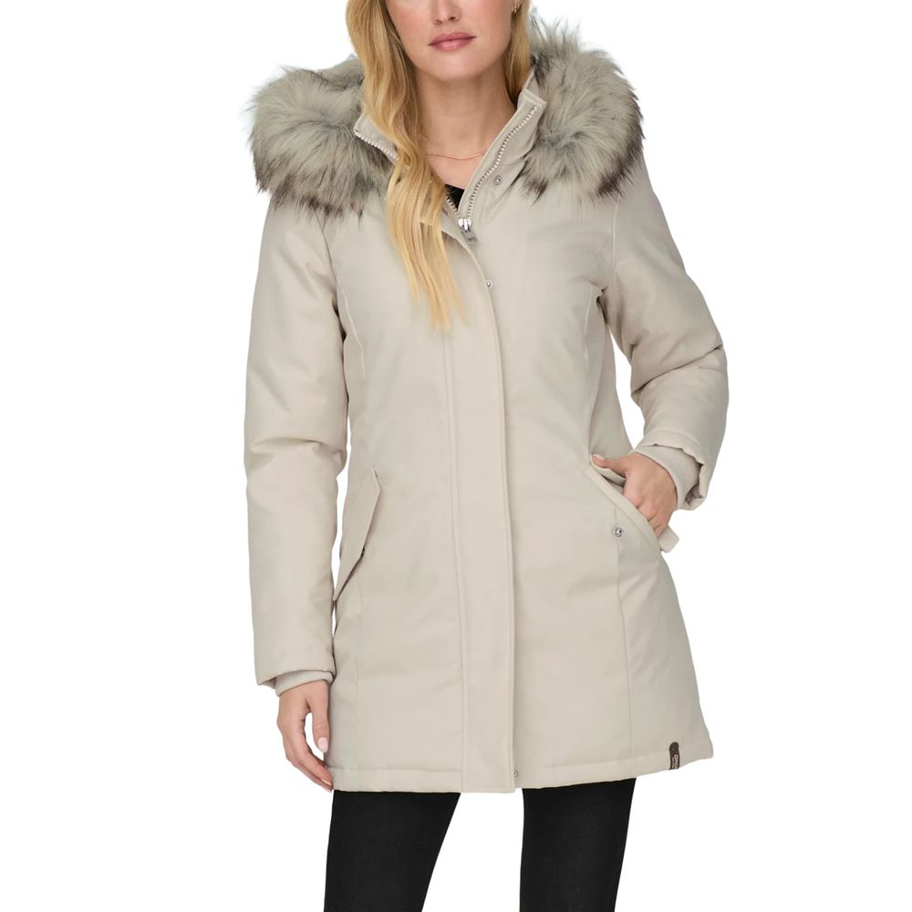 Beige Polyester Jackets & Coat