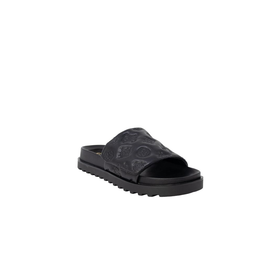 Black Synthetic Material Sandal