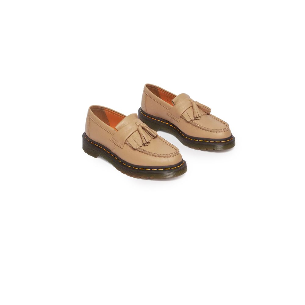 Beige Leather Flat Shoe