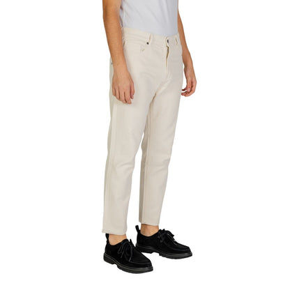 Cream Cotton Jeans & Pant