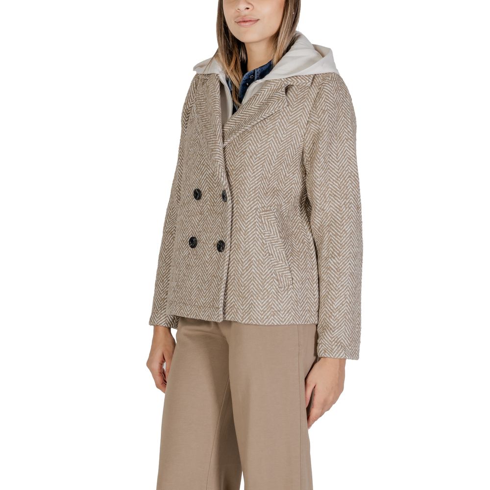 Beige Polyester Jackets & Coat