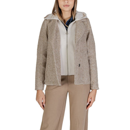 Beige Polyester Jackets & Coat