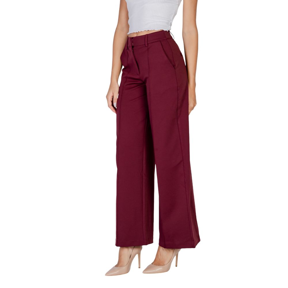 Bordeaux Polyester Jeans & Pant