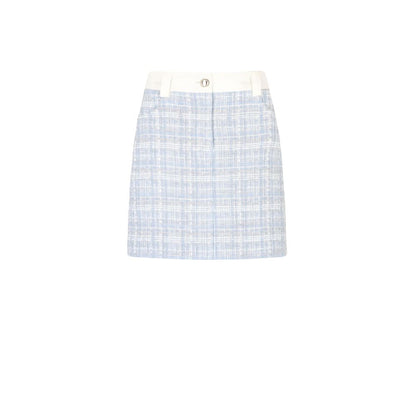 Blue Polyester Mini Skirt