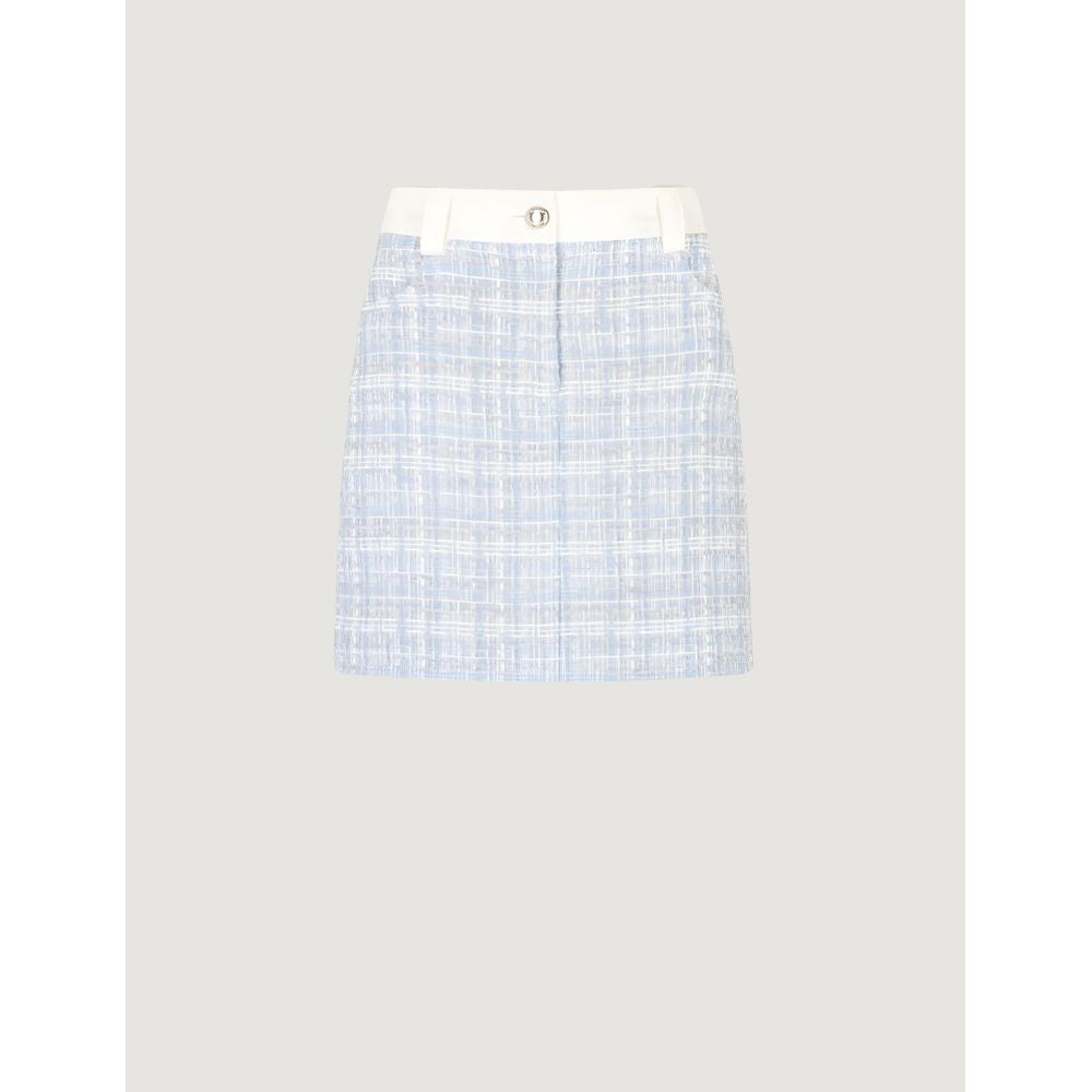 Blue Polyester Mini Skirt