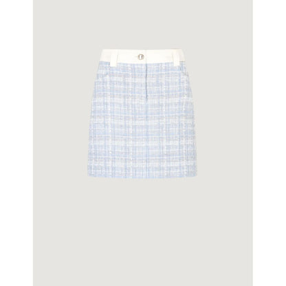 Blue Polyester Mini Skirt