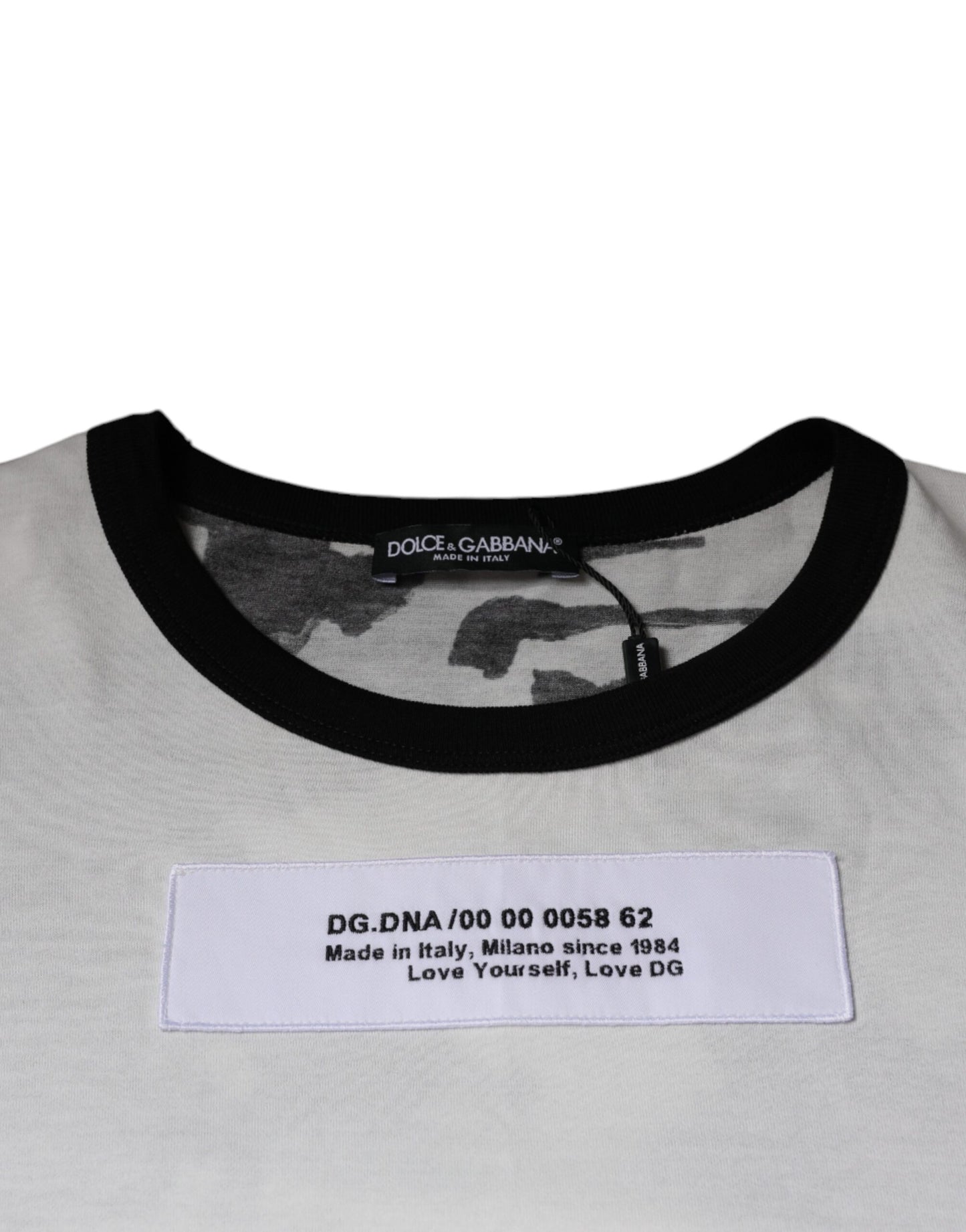 White Camouflage Cotton Round Neck T-shirt