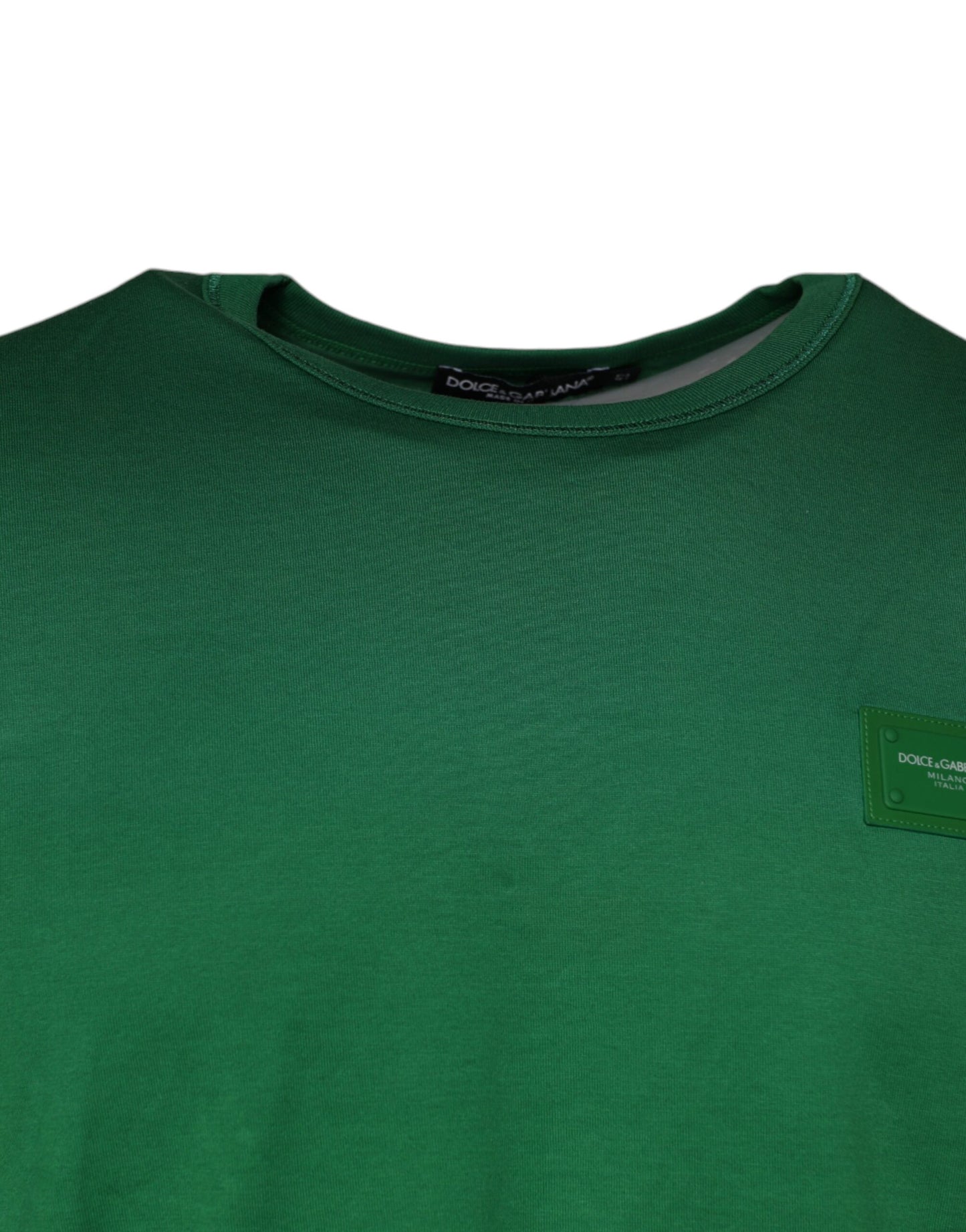 Green Cotton Round Neck Short Sleeve T-shirt